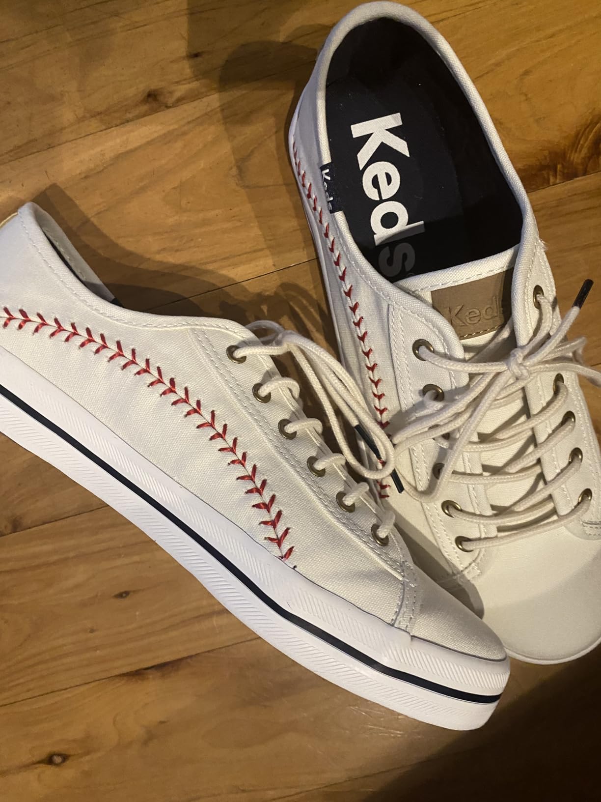 Keds Kickstart Pennant sneakers shown worn on feet demonstrating fit and casual styling