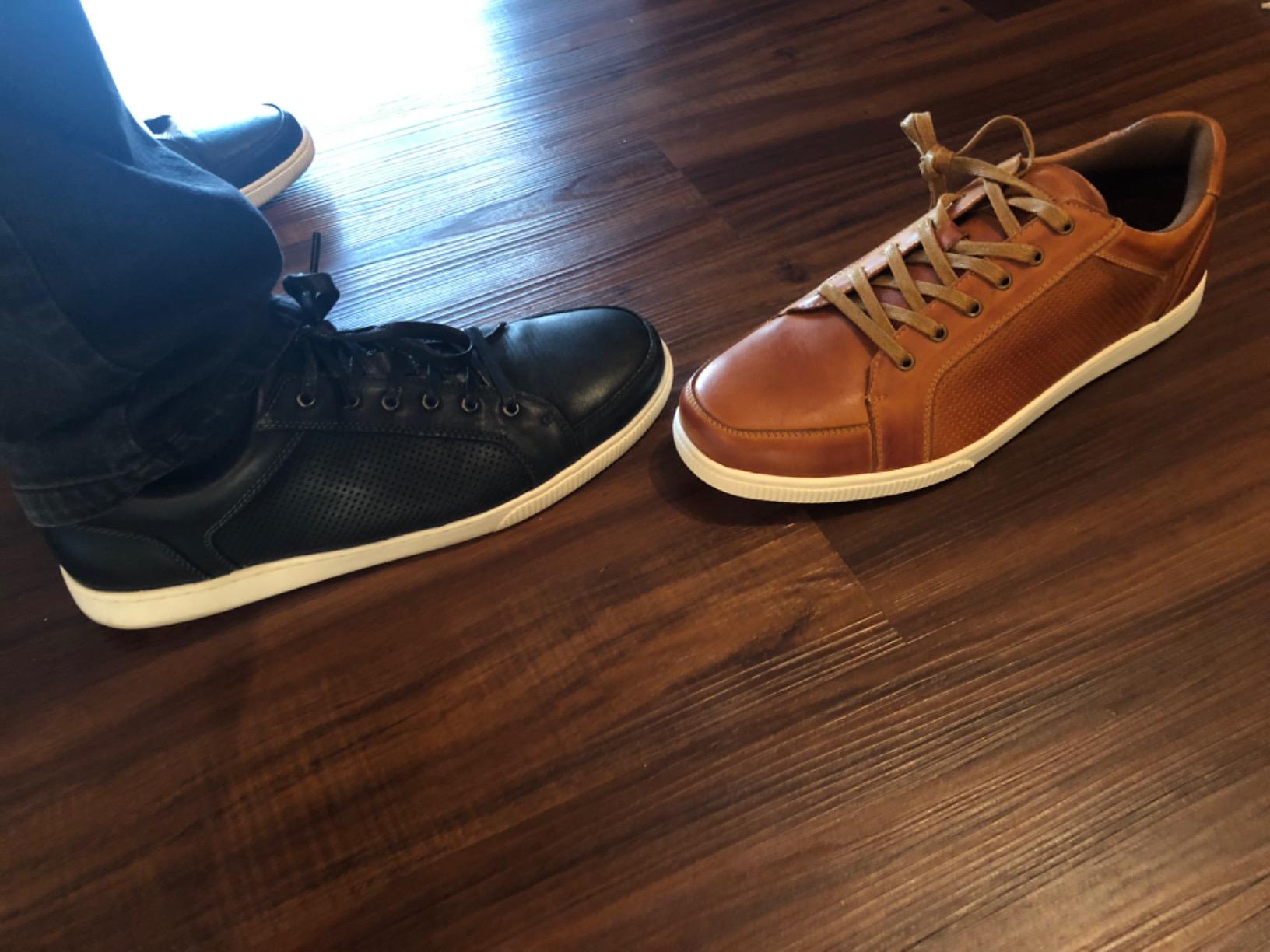 Jousen men's brown synthetic leather fashion sneakers business casual retro style
