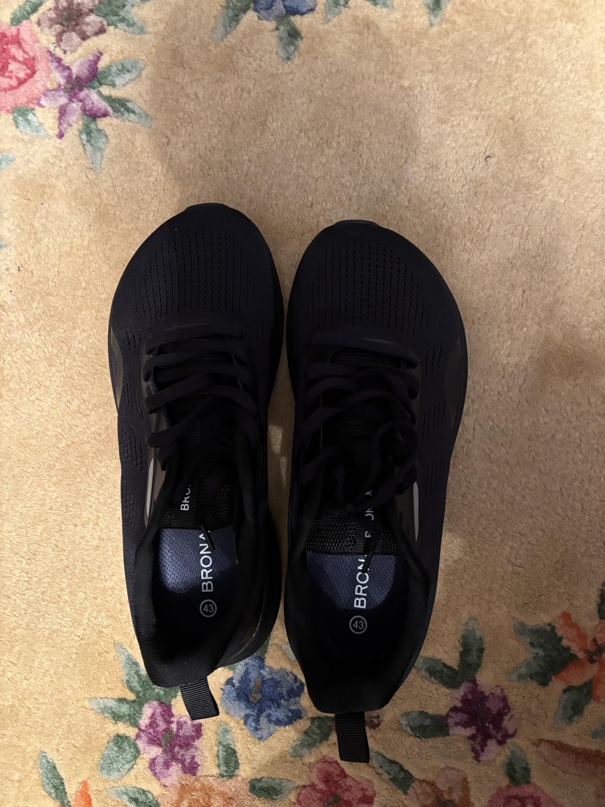 Close-up of BRONAX shoe toe box showing genuine width and mesh ventilation holes