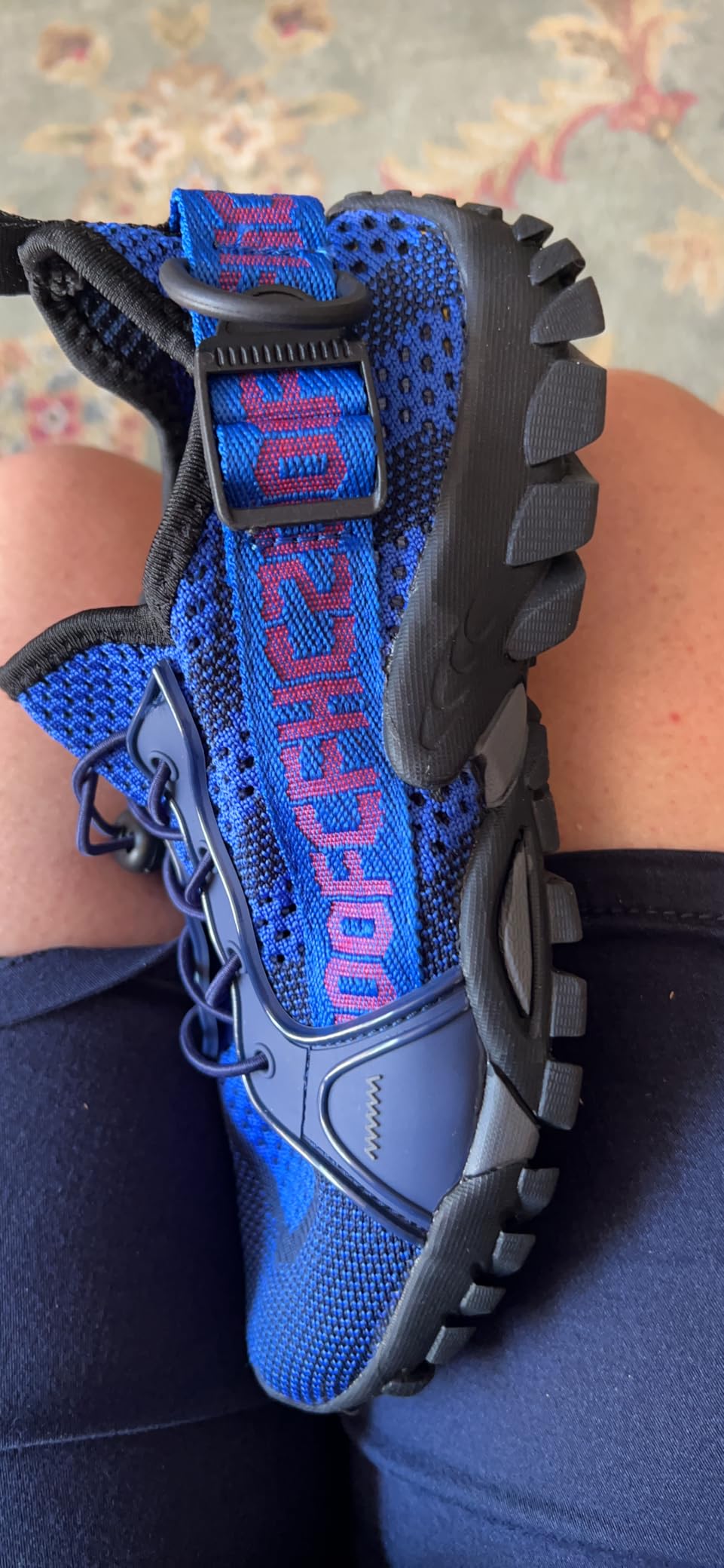 Multiple views of TANGYUGEN water shoes showing design details and styling options from different angles