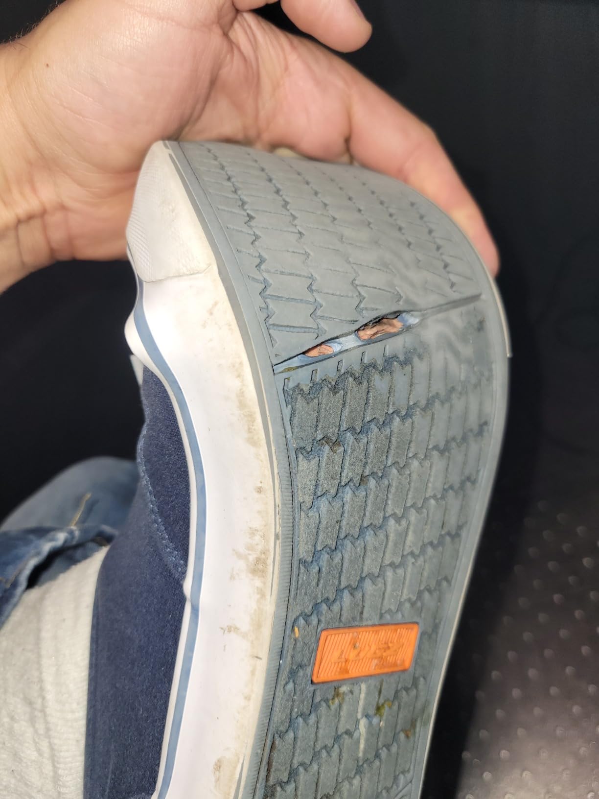 Both Lugz Lear sneakers showing identical sole separation failure pattern confirming design issue not defect