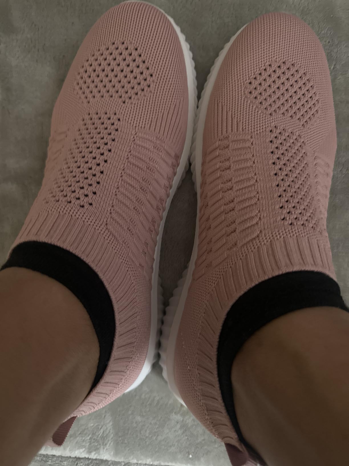 konhill Women's Walking Shoes showing stretchy mesh construction and slip-on design detail