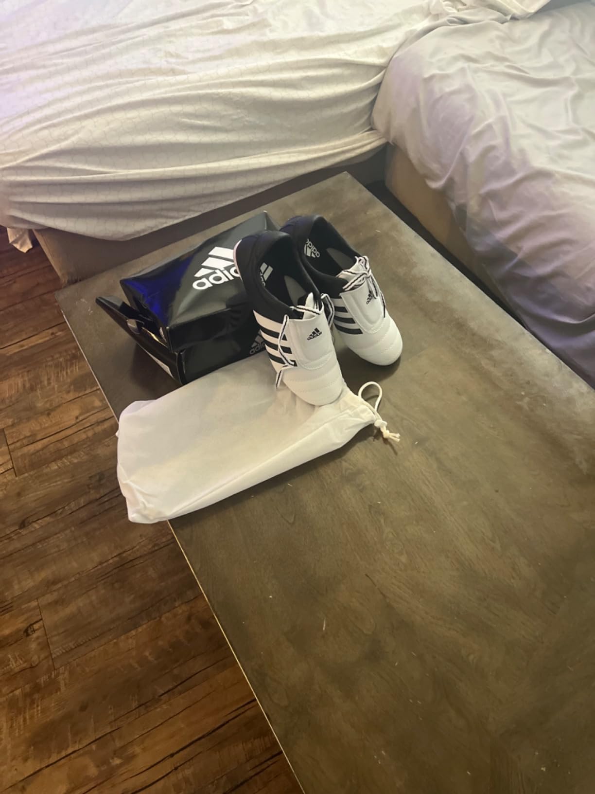 Adidas Adi-Kick II martial arts shoes white design with circular pivot zone for Taekwondo training