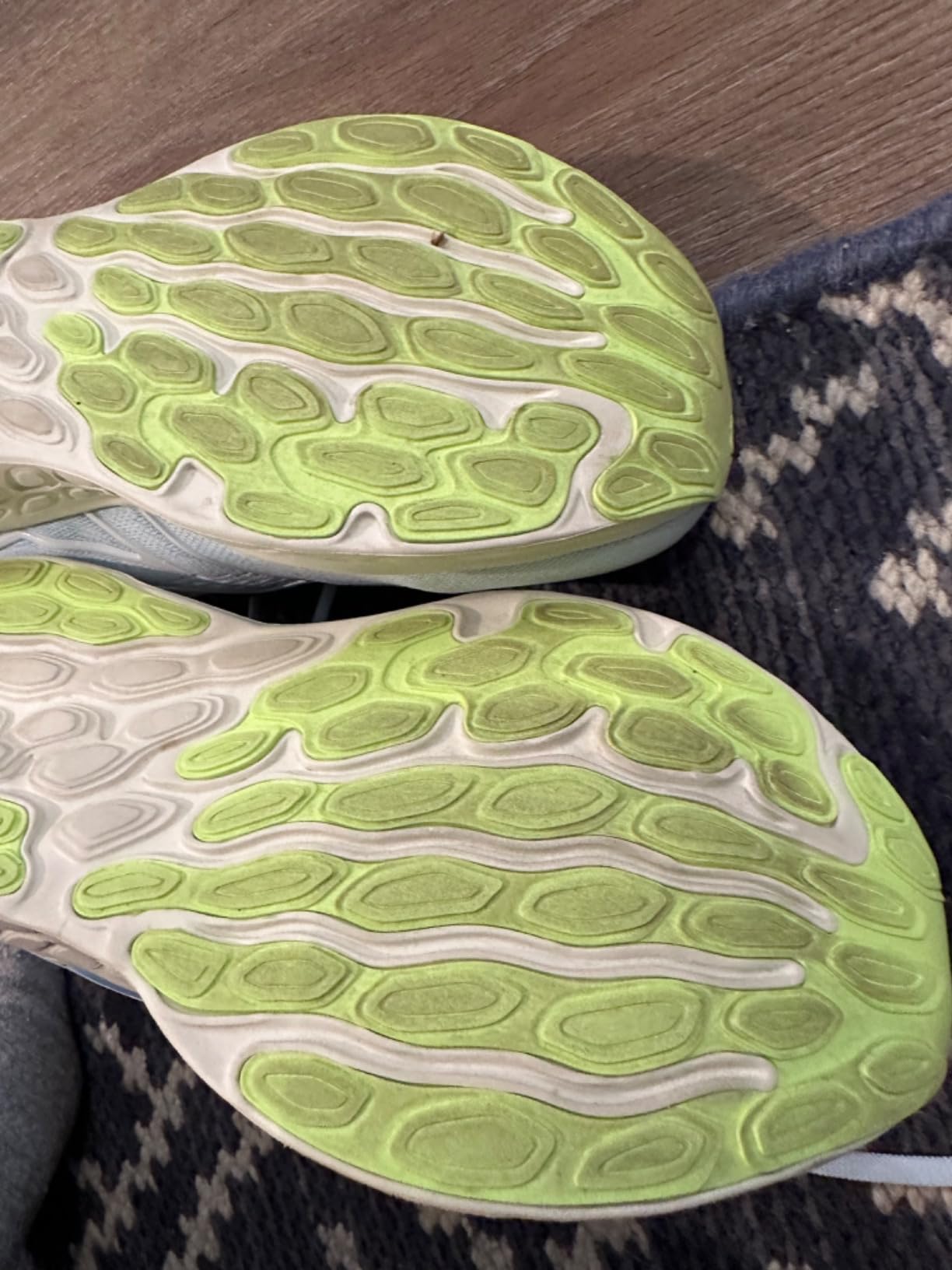 Close-up of New Balance Fresh Foam 680 V8 upper mesh construction and lacing detail