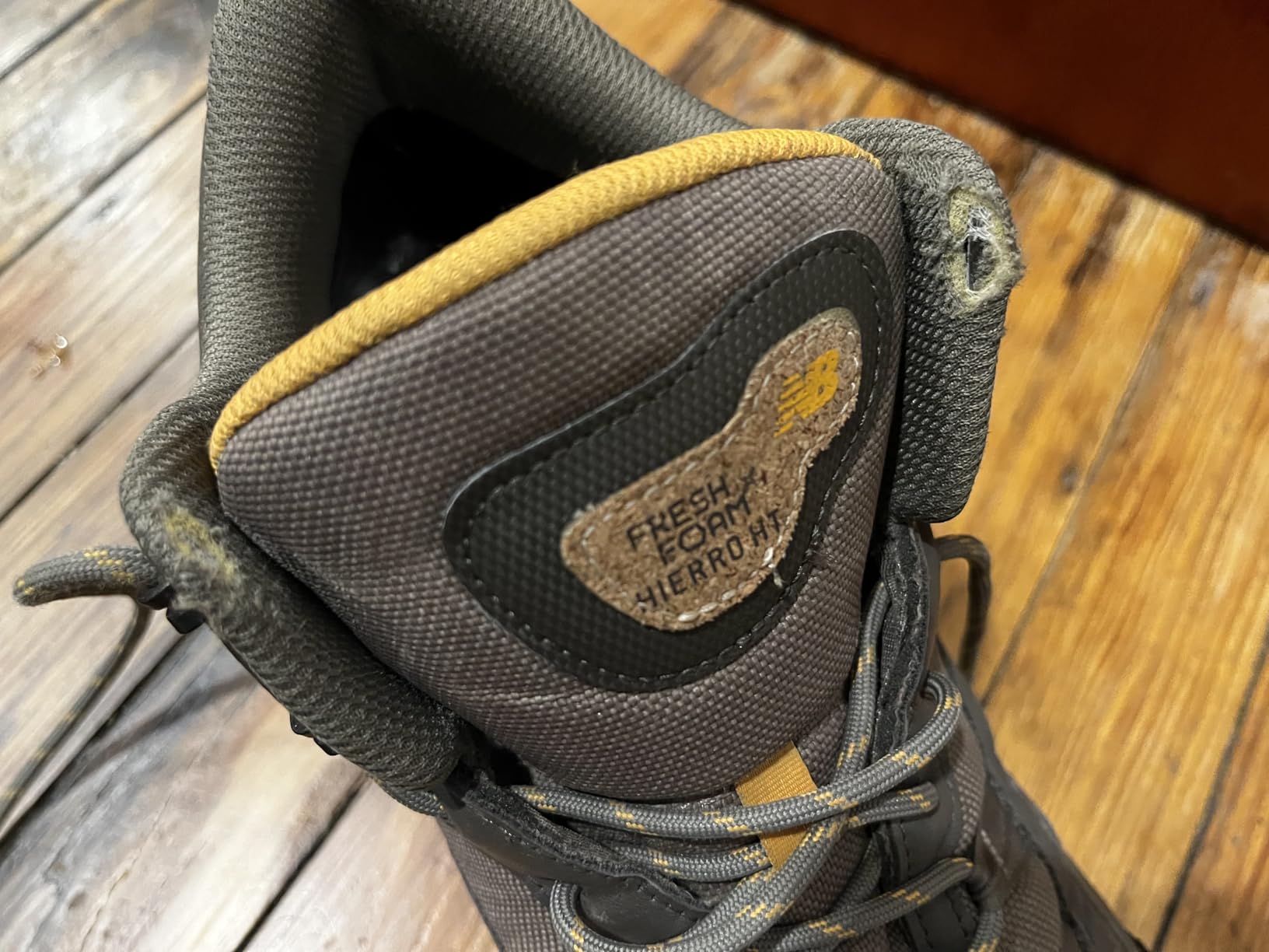 Trail wear pattern showing durability on upper material after several months of use