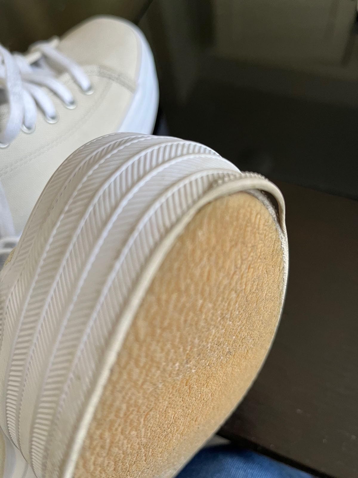 Close-up showing sole-upper junction on Keds Triple Up highlighting the primary durability concern area