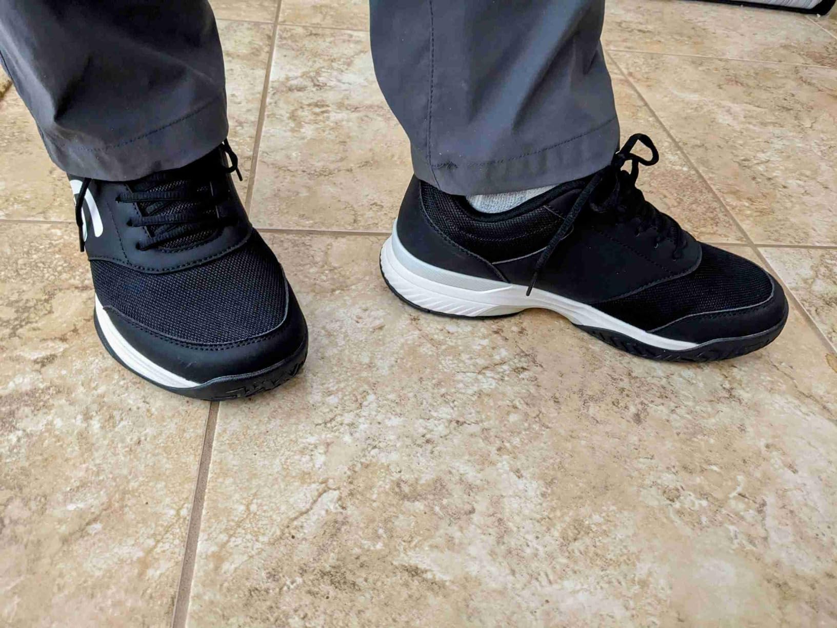 FitVille court shoes on feet showing fit and appearance during actual wear
