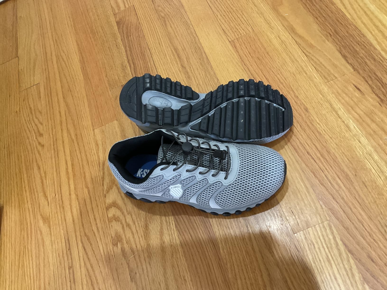 K-Swiss Men's Tubes 200 Training Shoe grey colorway showing mesh upper and distinctive tube sole technology
