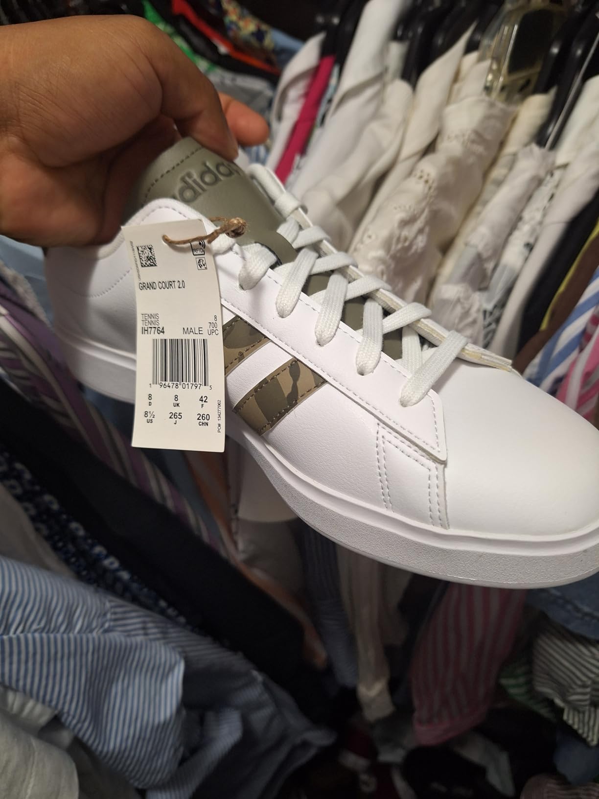Adidas Grand Court 2.0 showing clean colorway and minimal branding design on lifestyle tennis shoe