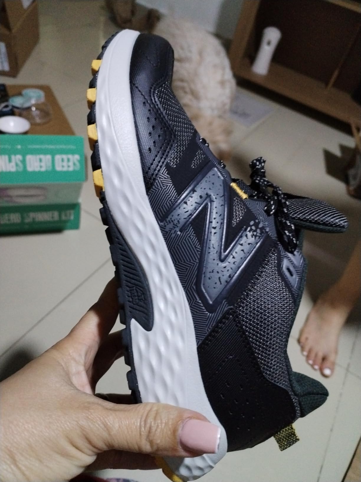 New Balance MT410 V8 showing real-world wear condition after 8 weeks of trail and hiking testing