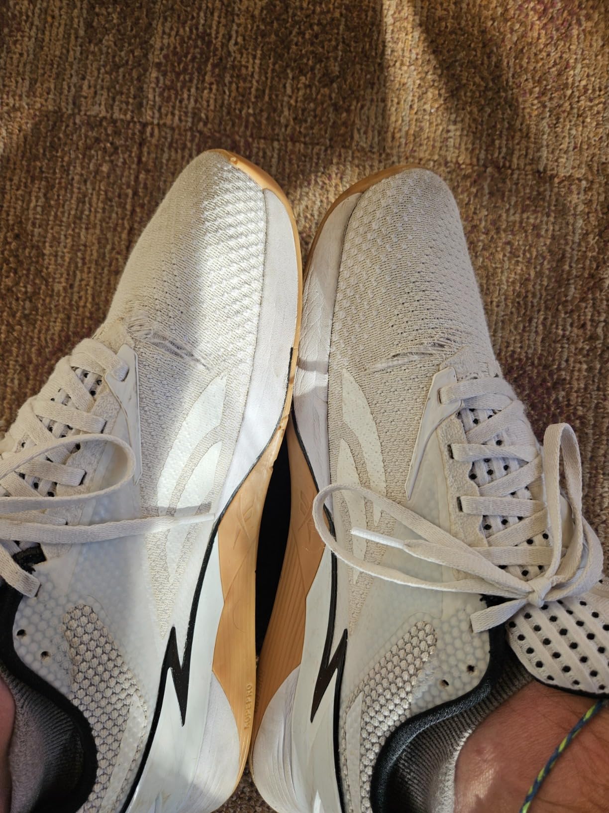 Reebok Nano X3 showing durability concerns with toe rubber separation after 8 weeks of training use