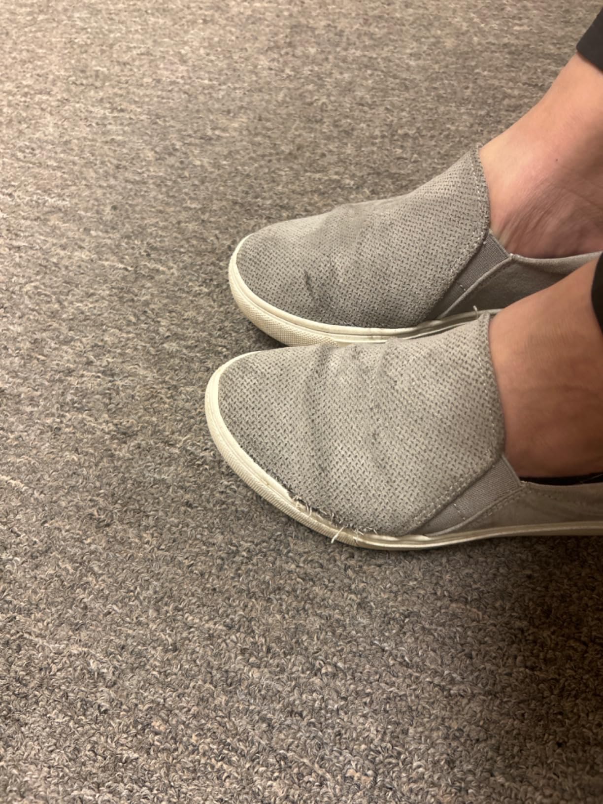 Dr. Scholl's Nova after extended testing showing fabric wear beginning to show at elastic panel junction