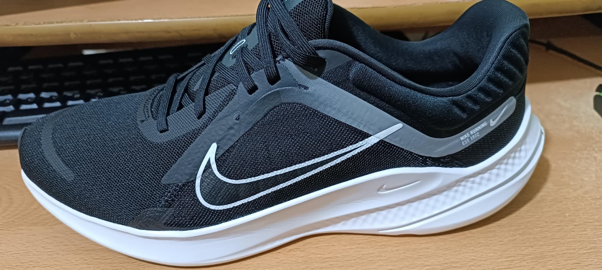 Nike Men's Quest 5 outsole wear pattern after 180 miles of testing showing traction surface