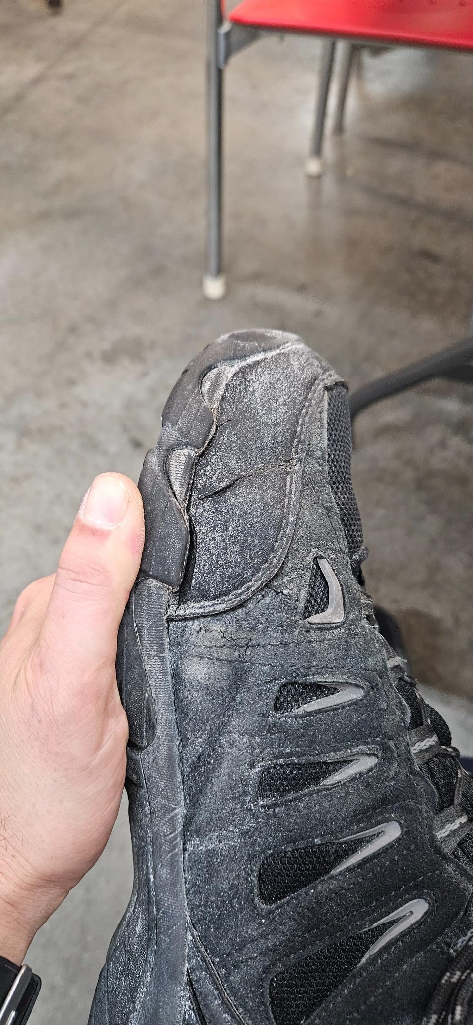 SHULOOK hiking boots showing visible wear patterns after extended 156-mile testing period