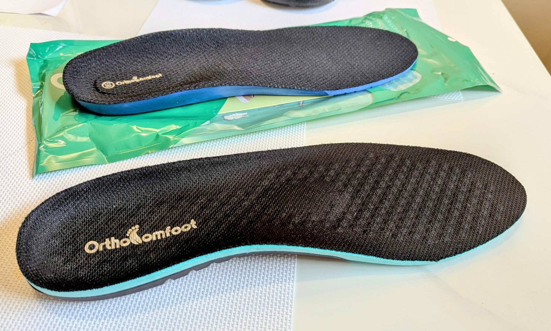 Close-up of OrthoComfoot canvas upper showing breathable weave texture and material construction