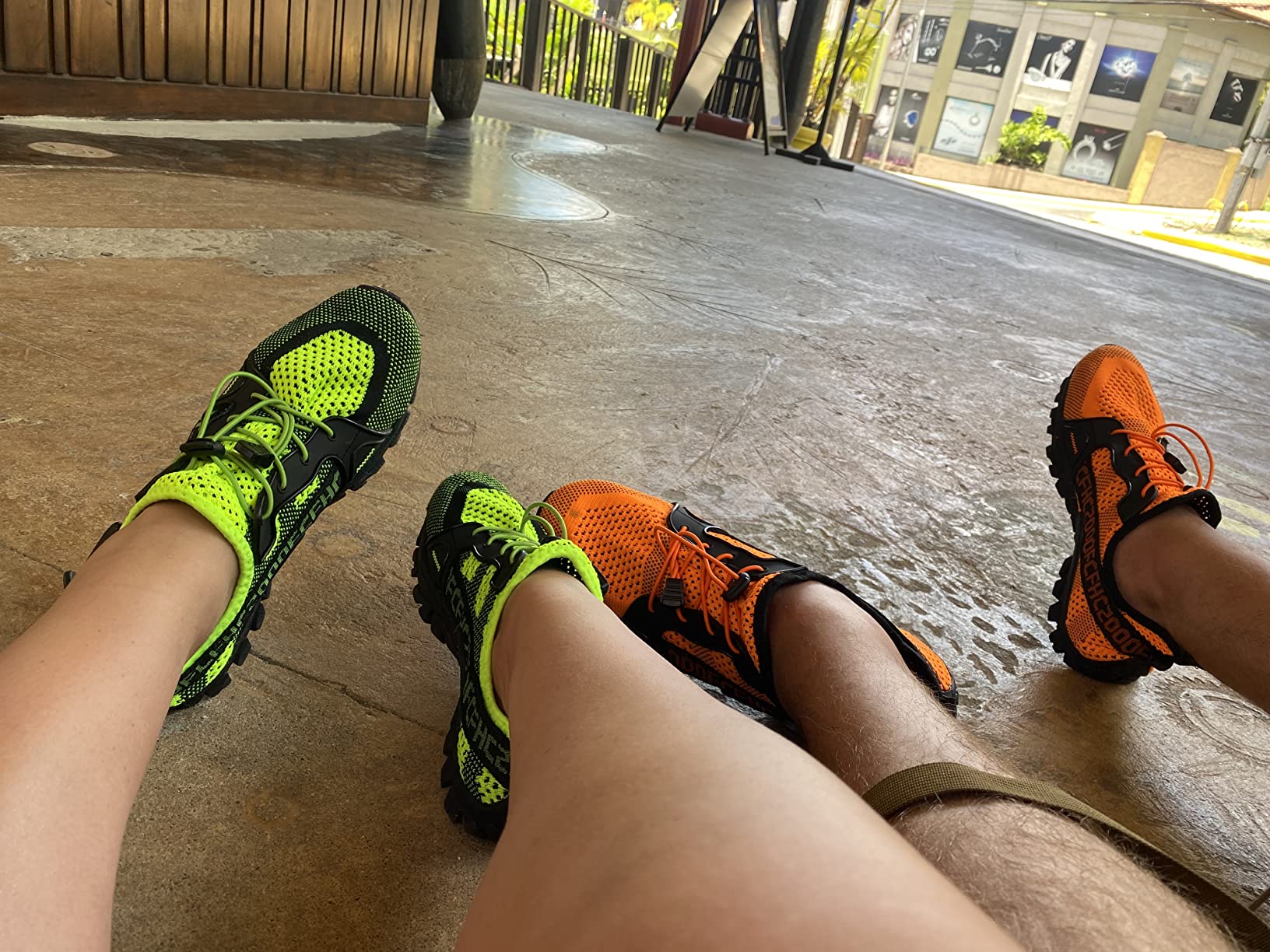 TANGYUGEN water shoes during real-world outdoor use showing performance in natural conditions