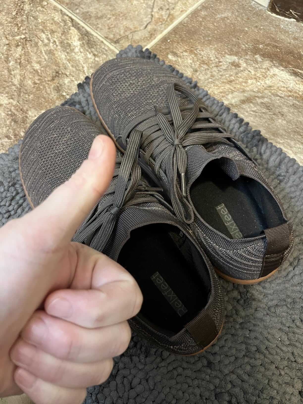 Relxfeet barefoot shoes being tested in gym environment showing ground contact and flexibility during exercise