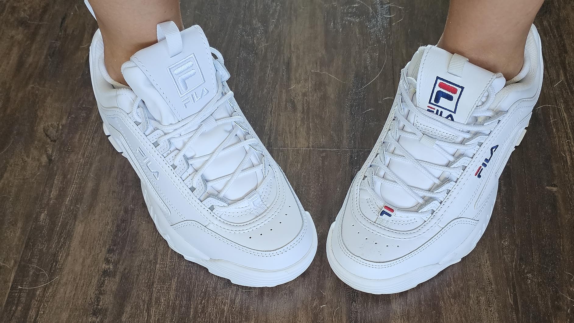 Fila Disruptor II rubber outsole and EVA midsole showing traction pattern and lightweight foam construction