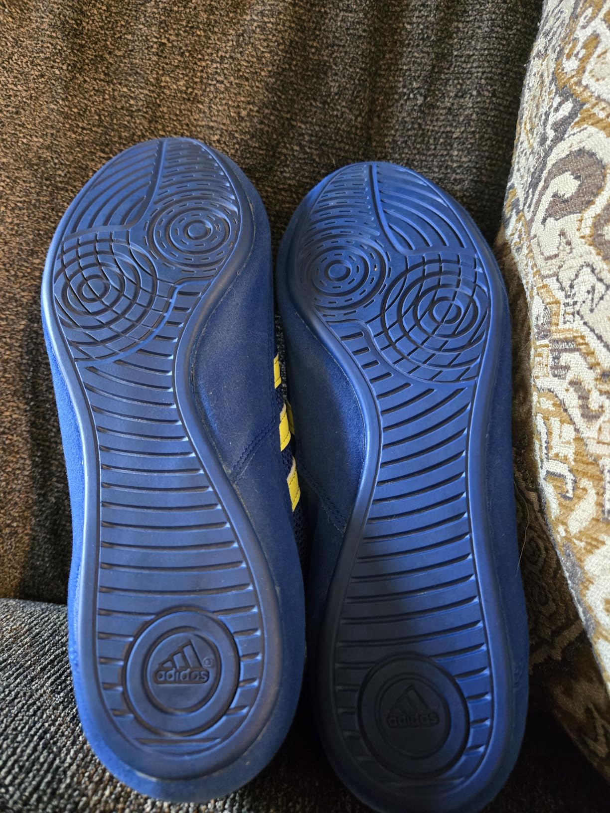 Adidas HVC Wrestling Shoes upper construction close-up showing synthetic suede panels and mesh ventilation zones