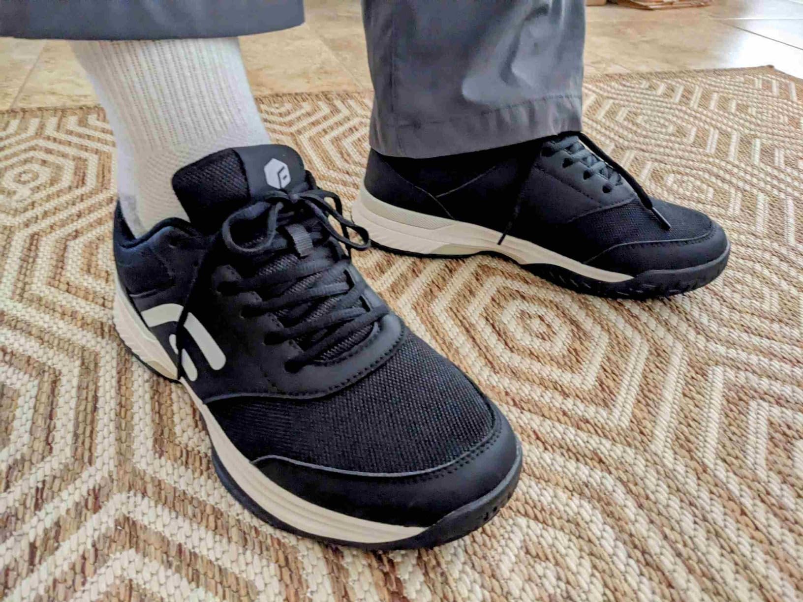 FitVille court shoes being worn during actual court play showing real-world usage