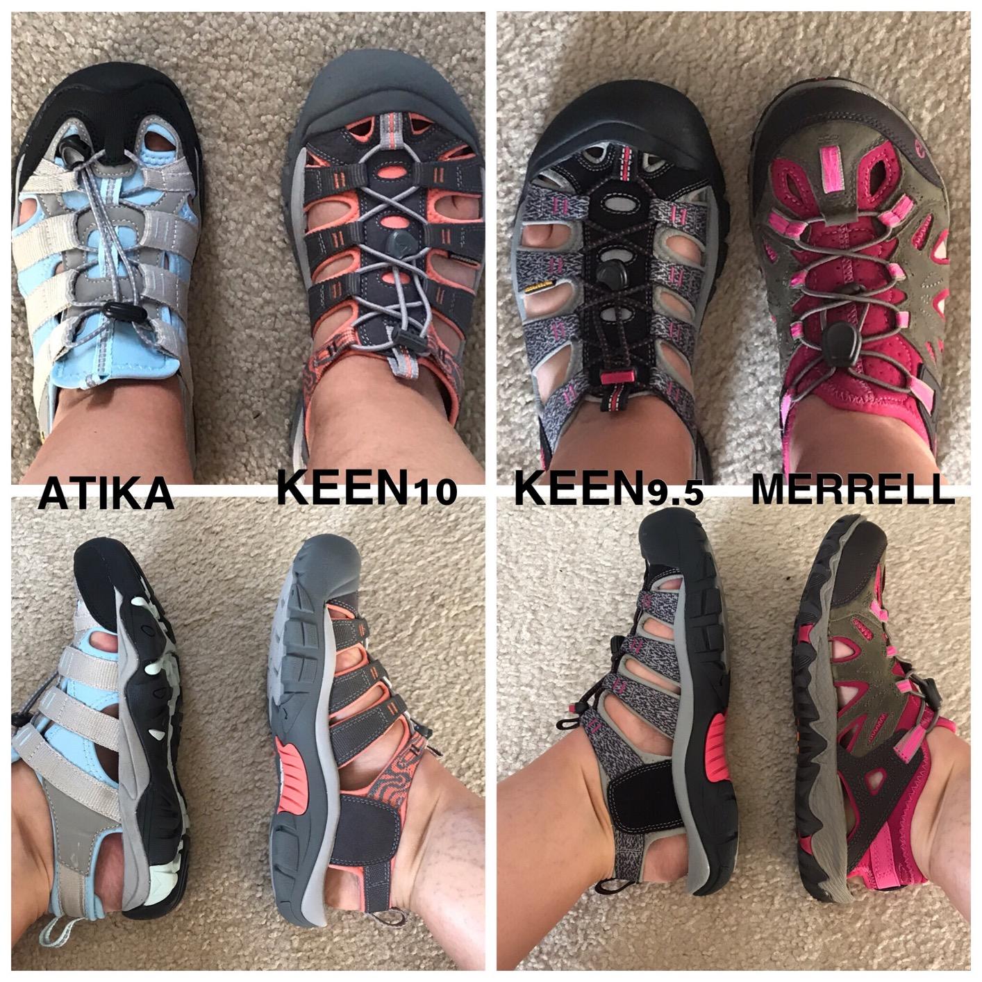 Merrell All Out Blaze Aero Sport in active creek crossing showing water drainage and Vibram outsole grip on wet rocks