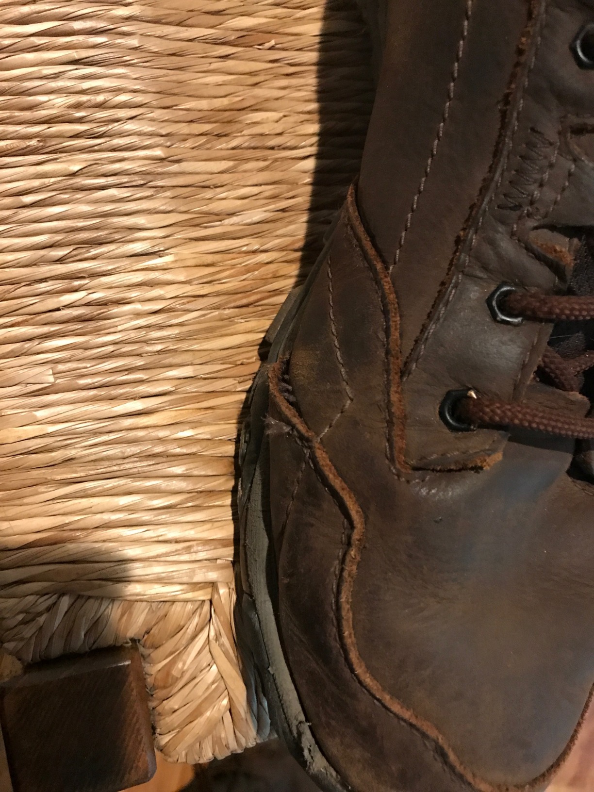 Additional angle showing construction quality assessment on Merrell Moab Adventure Lace hiking shoe