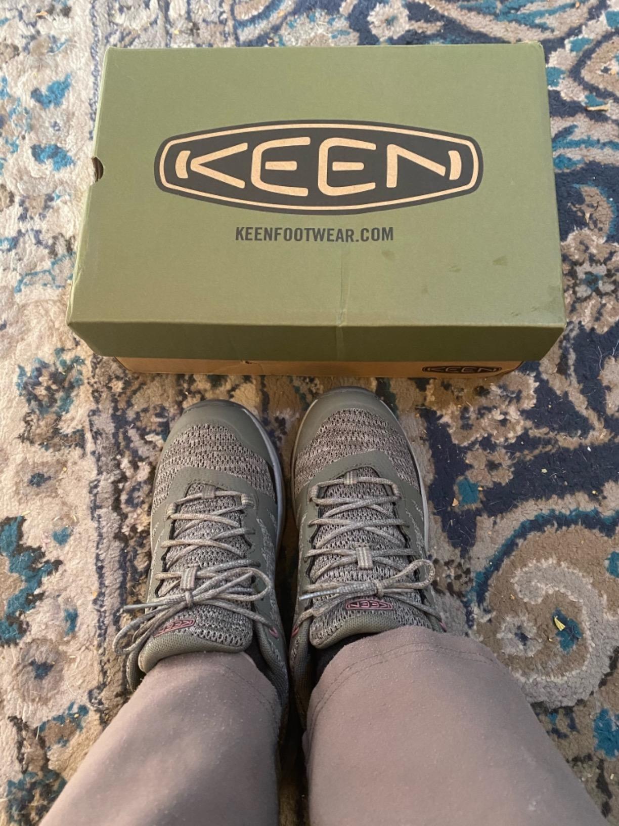 KEEN Terradora 2 hiking shoes on forest trail showing real-world trail performance and traction