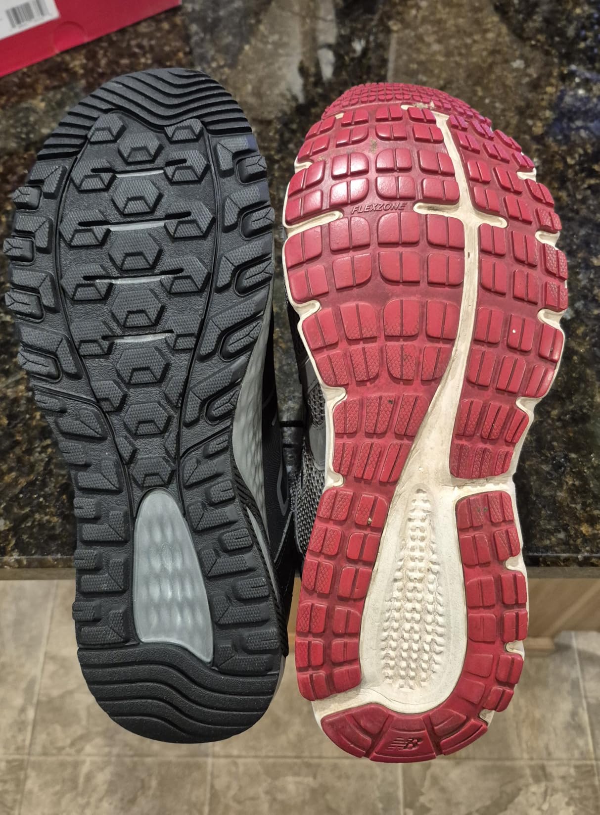 New Balance MT410 V8 quality control comparison showing size and construction consistency