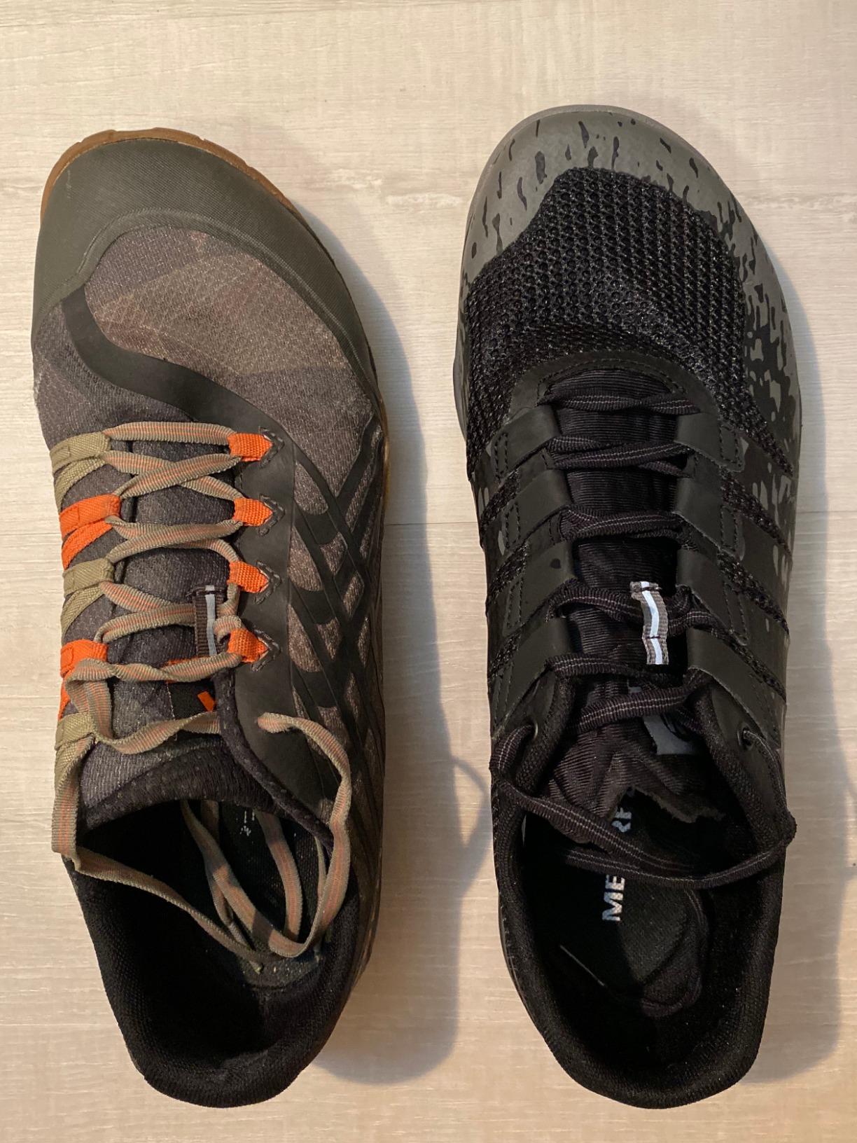 Trail Glove 4 vs Trail Glove 5 side-by-side comparison showing Barefoot 2 midsole addition