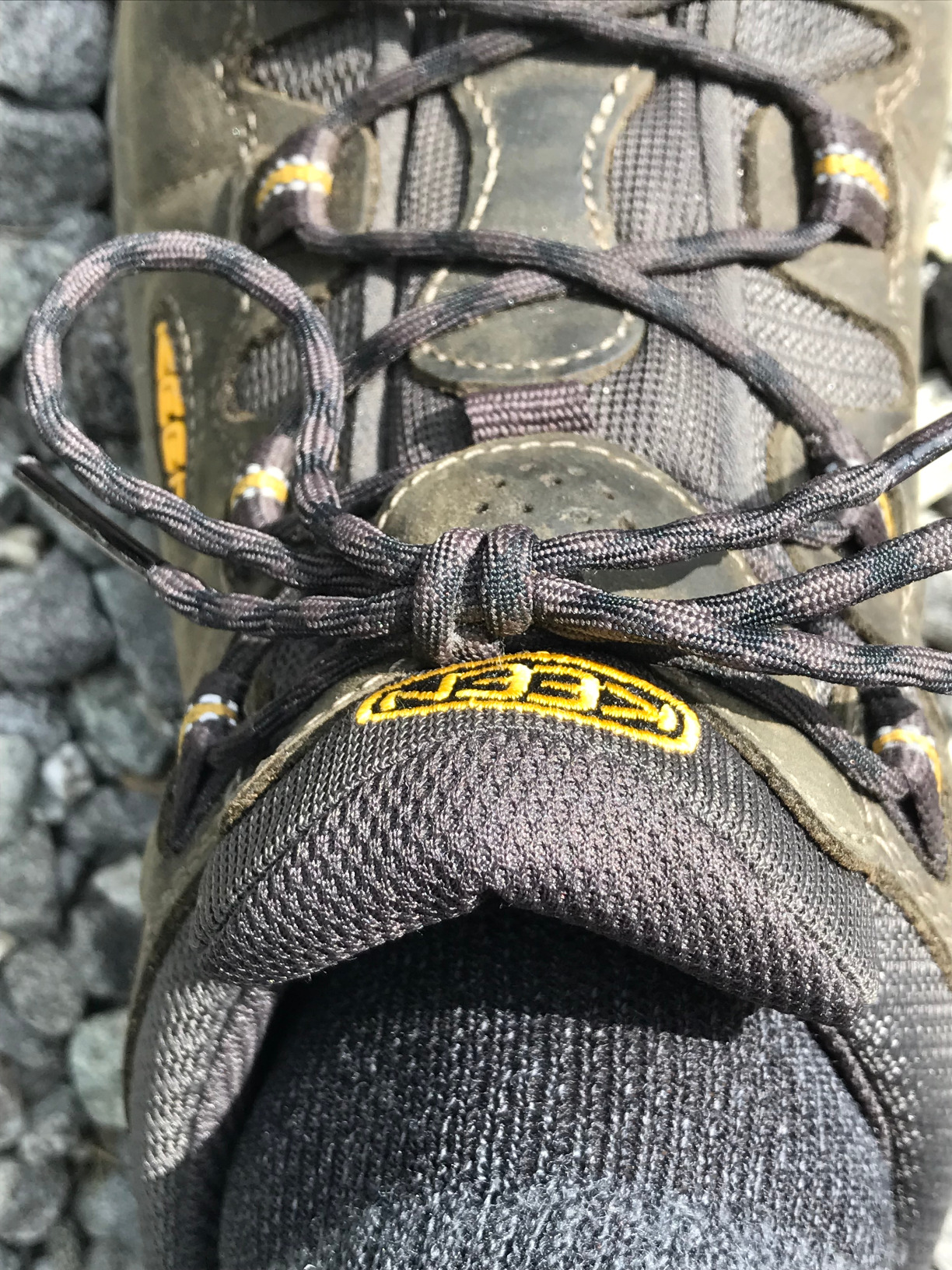 KEEN Targhee II on rocky Colorado trail terrain showing ankle support and fit in action