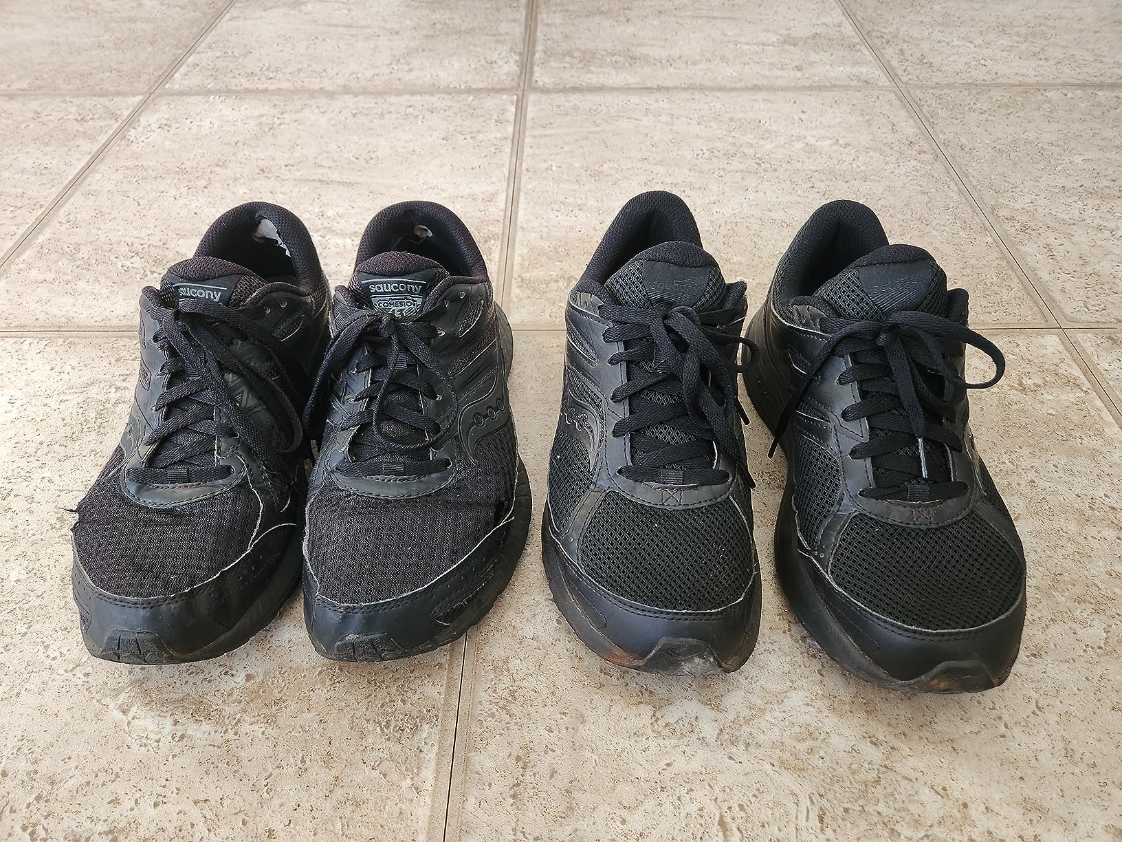 Saucony Cohesion 14 TR showing wear patterns after 180+ miles of testing on various trail surfaces