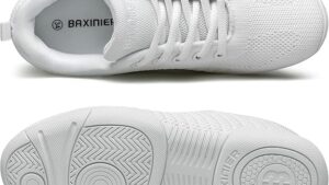 Baxinier Girls White Cheerleading Shoes