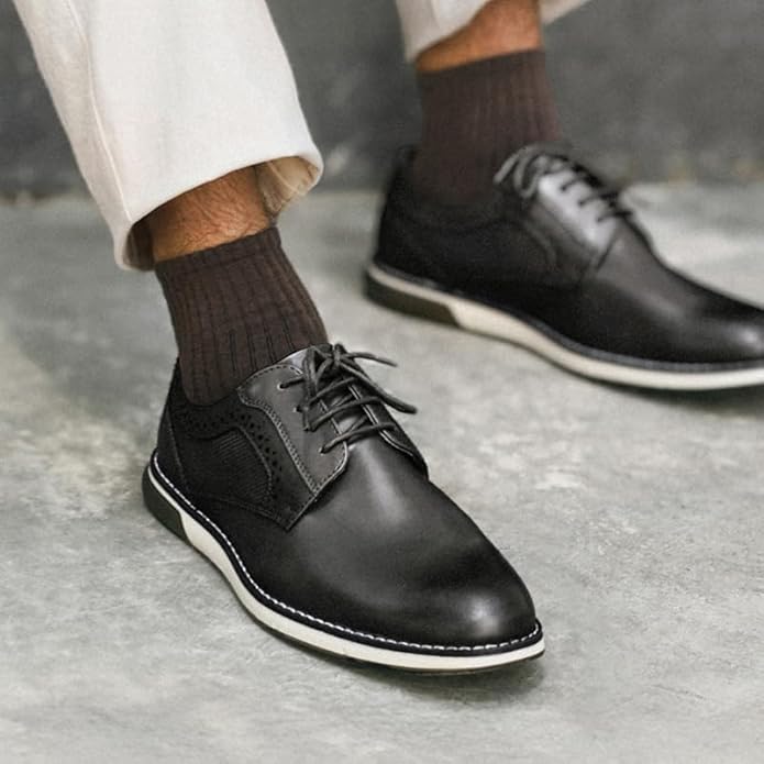 black casual dress sneakers Amazon.com | Mens Casual Dress Sneakers - Classic Lace-up Retro Sneakers for Men - Comfortable PU Business Casual Shoes - Black 9