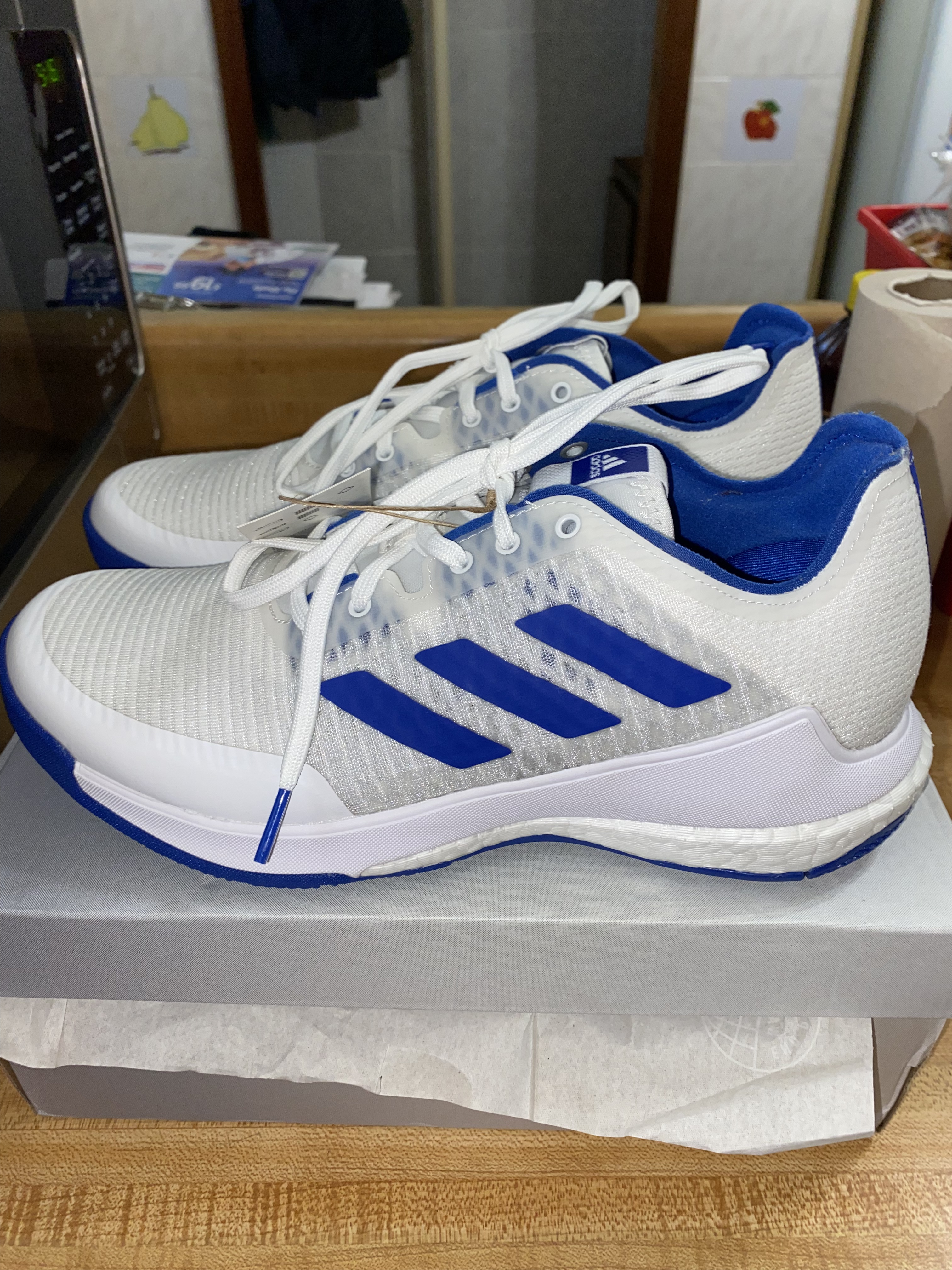 Adidas Crazyflight volleyball shoes action shot showing lateral movement and court performance during play