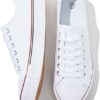Fracora Womens White Black Canvas Sneakers Low Top