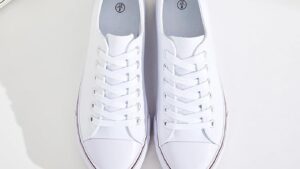 Fracora Womens White Black Canvas Sneakers Low Top