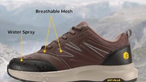 Fitville Mens Wide Hiking Shoes Water Repellent Outdoor