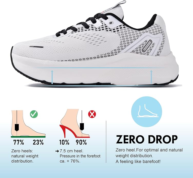 Jackshibo Wide Toe Box Shoes Women Arch Support Wide Sneakers