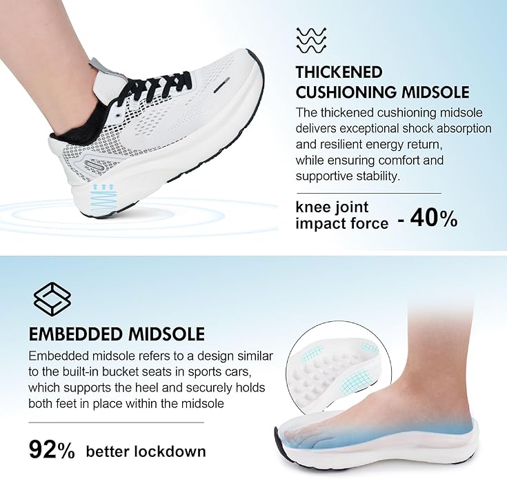 Jackshibo Wide Toe Box Shoes Women Arch Support Wide Sneakers