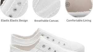 Xrh Women's Slip On Shoes Non Slip Fashion Canvas Sneakers