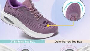 Zyen Wide Toe Box Shoes Women Air Cushion Road Running Shoes