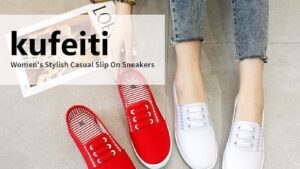 Kufeiti Women's Canvas Slip On Shoes Sneakers