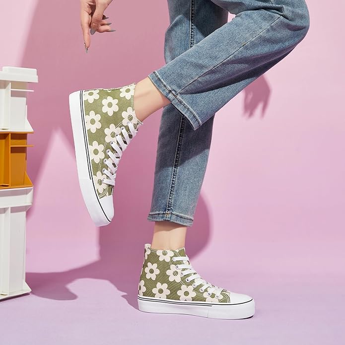 Kufeiti Women's High Top Canvas Sneakers