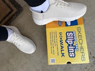 Wide width Skechers Go Walk Flex showing proper fit accommodation for women with wider feet
