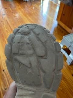 Kapsen shoe sole wear visible at 2.5 weeks showing tread degradation