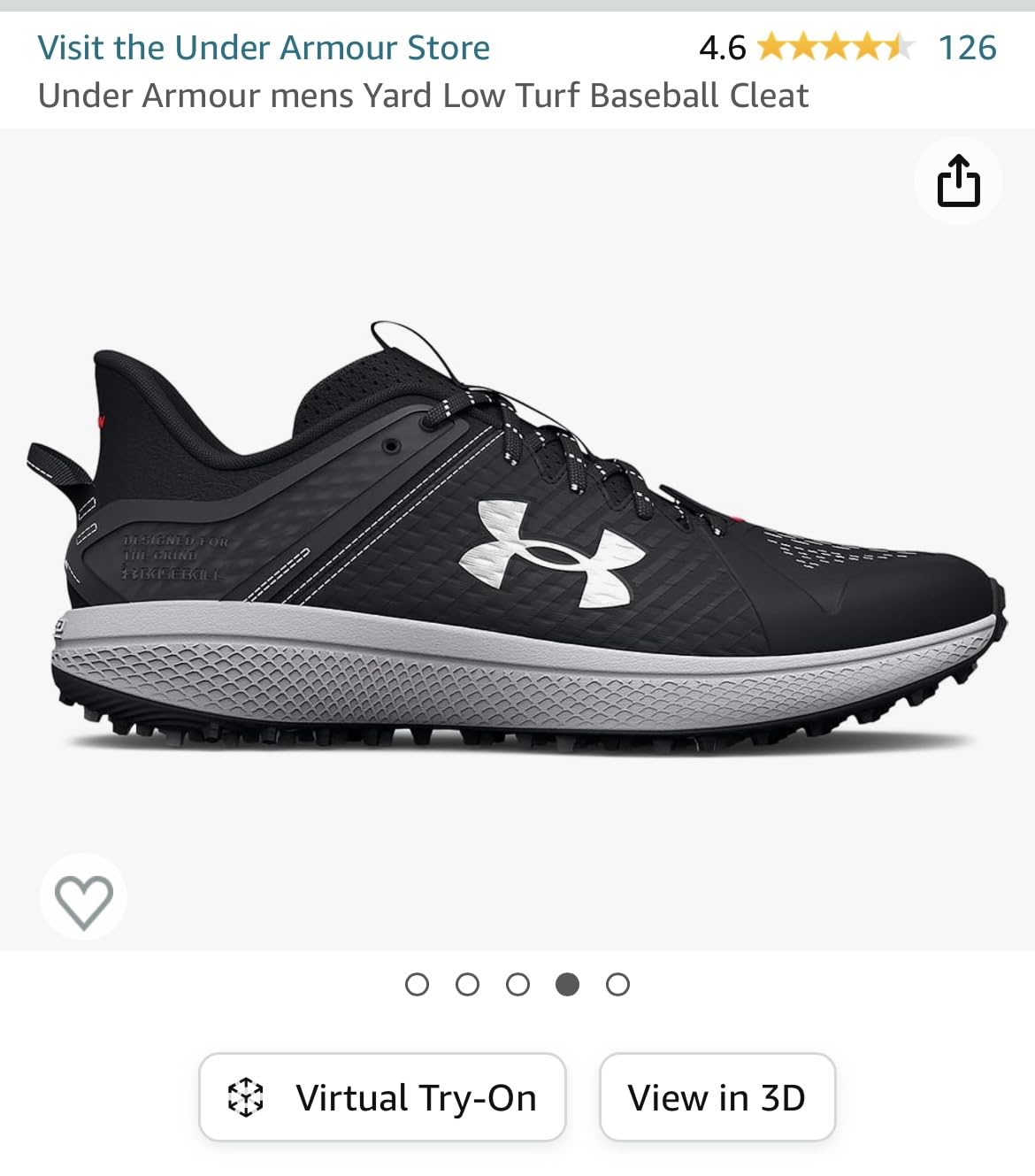 Under Armour Yard Low turf cleat in action during baseball practice showing field performance and traction