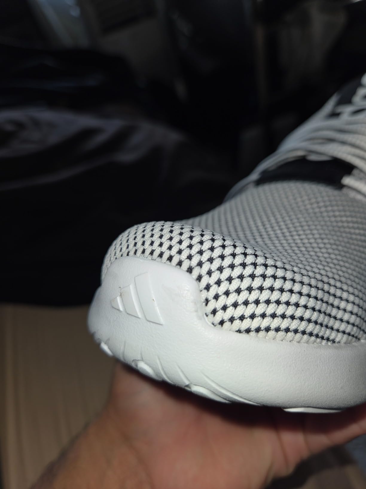Adidas Lite Racer Adapt 7.0 insole condition showing quality control details