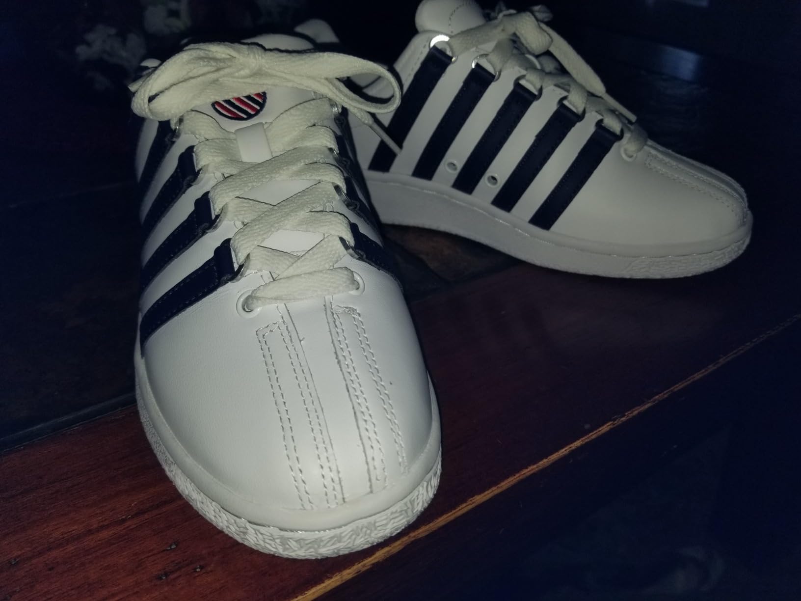 K-Swiss Classic VN black colorway worn on foot showing true-to-size fit for lifestyle daily wear