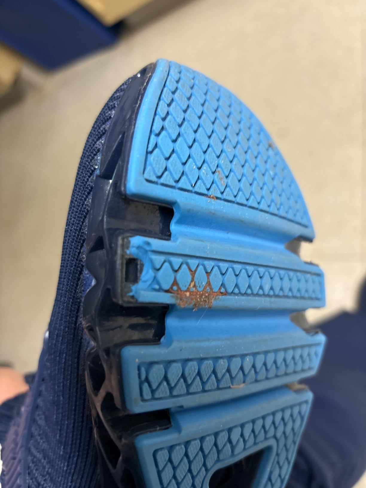 SKDOIUL shoe showing visible sole separation gap at toe area where TPU outsole pulls away from mesh upper