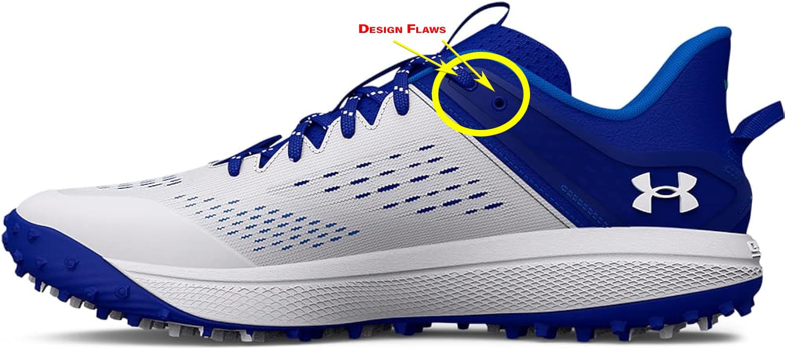 Under Armour Men's Yard Low Turf Baseball Cleat black and white design, full shoe profile on clean surface